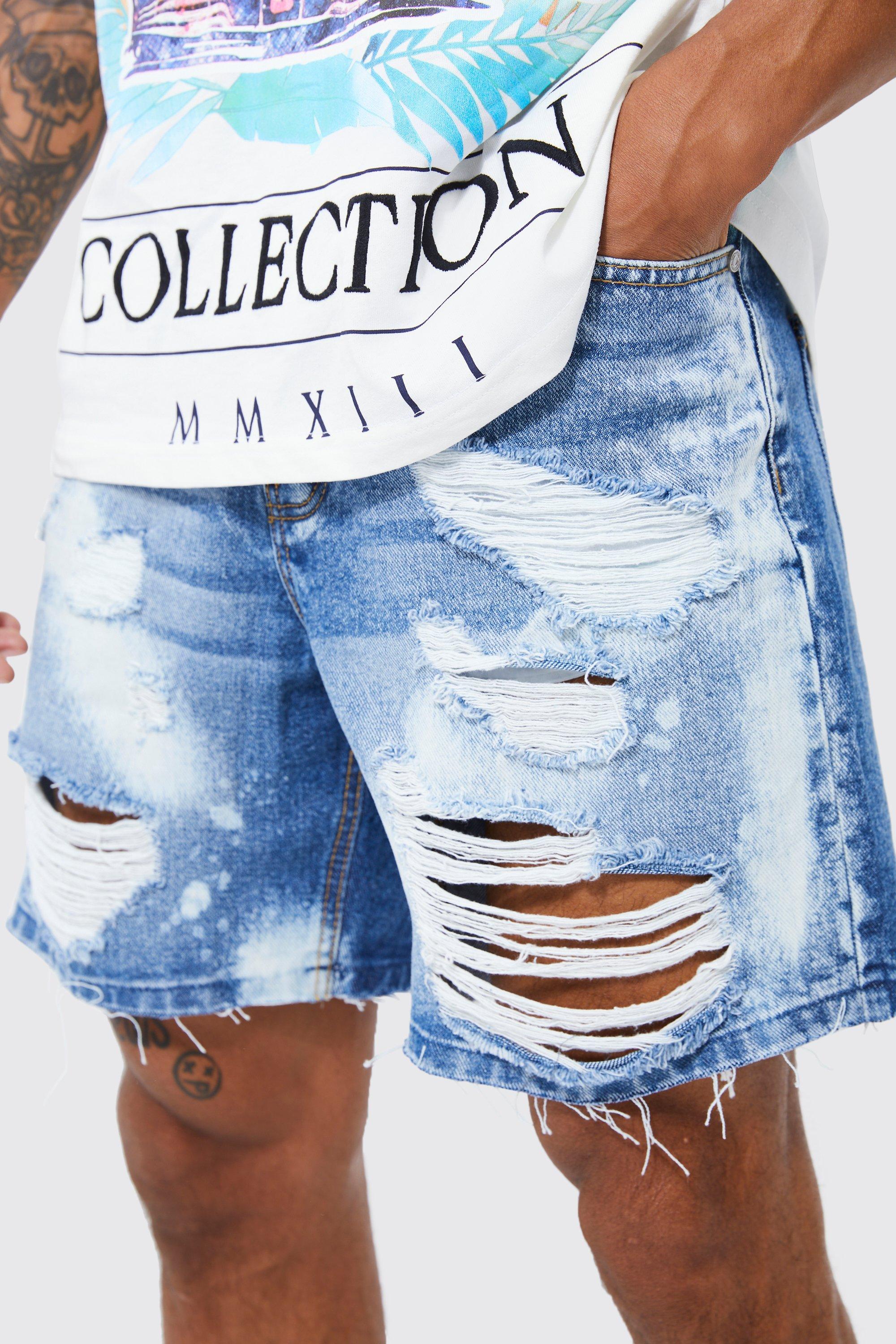 Blue ripped hot sale denim shorts